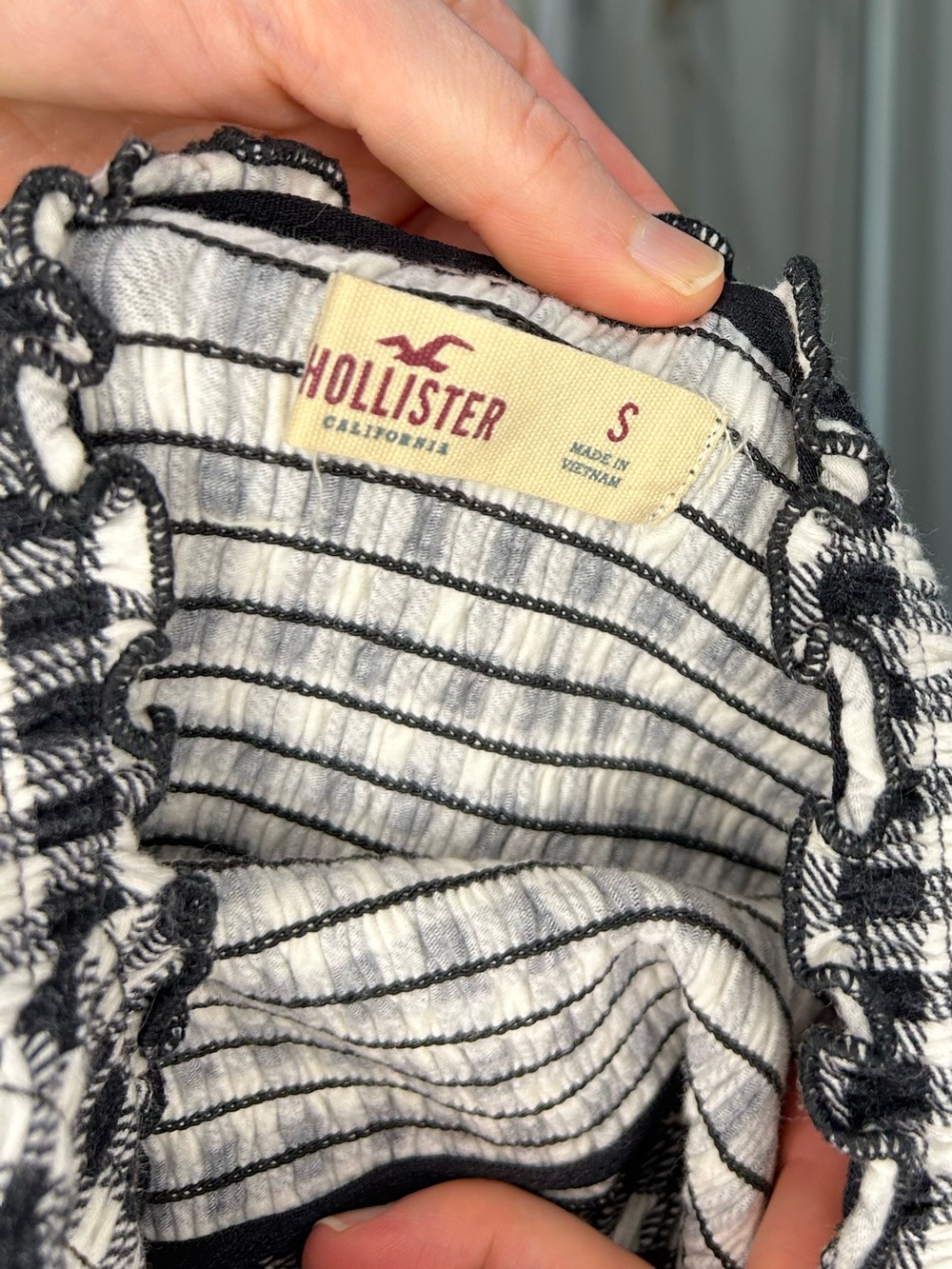 🧺HOLLISTER Cottagecore Checked Gingham Cotton Blend Crop Top - Small - Picture 4 of 4